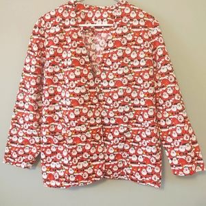 HANDMADE Red Santa Pattern Festive Holiday Open Jacket Size Medium Large